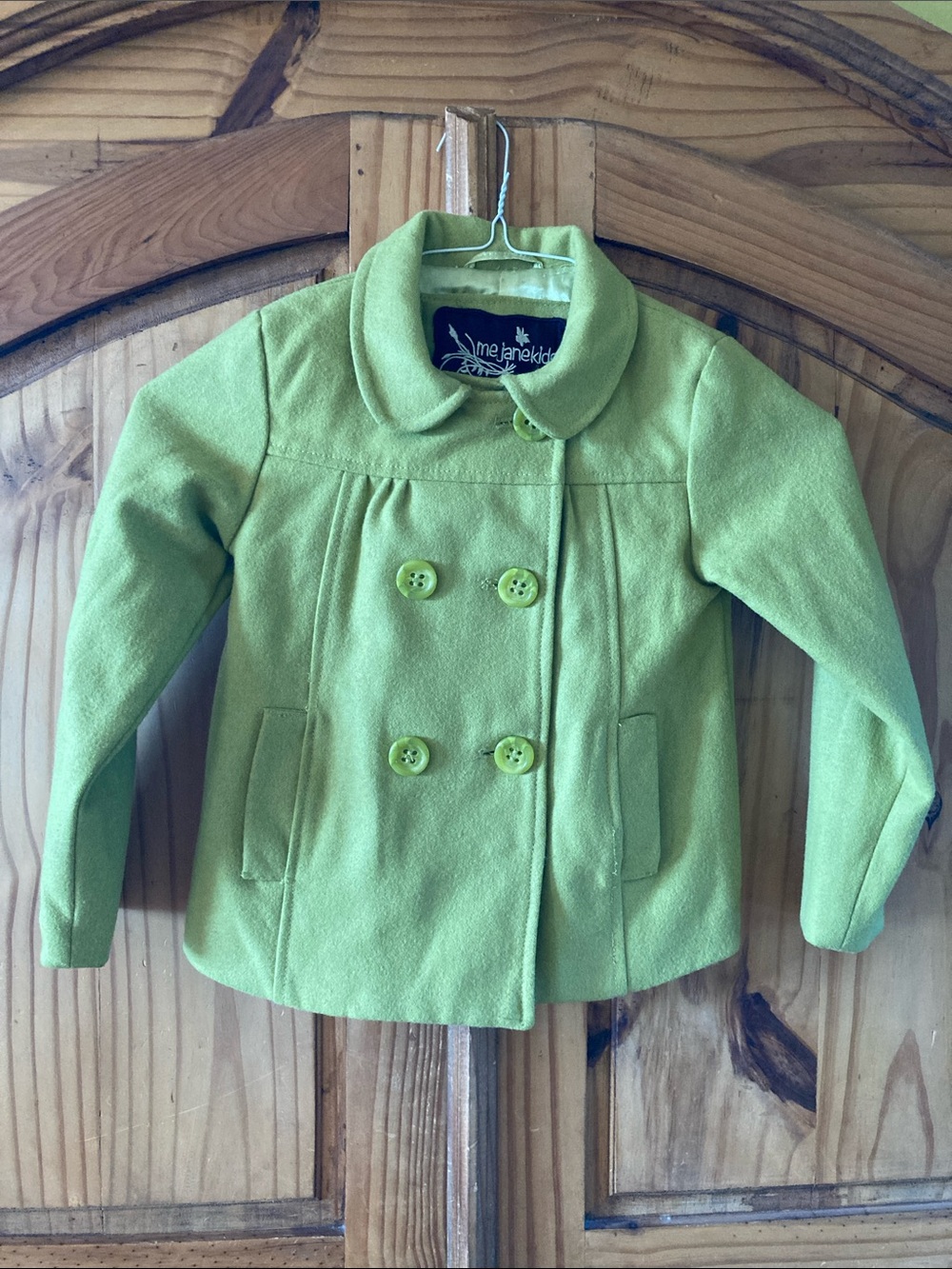 Girls Me Jane Kids green wool blend pea coat size 6